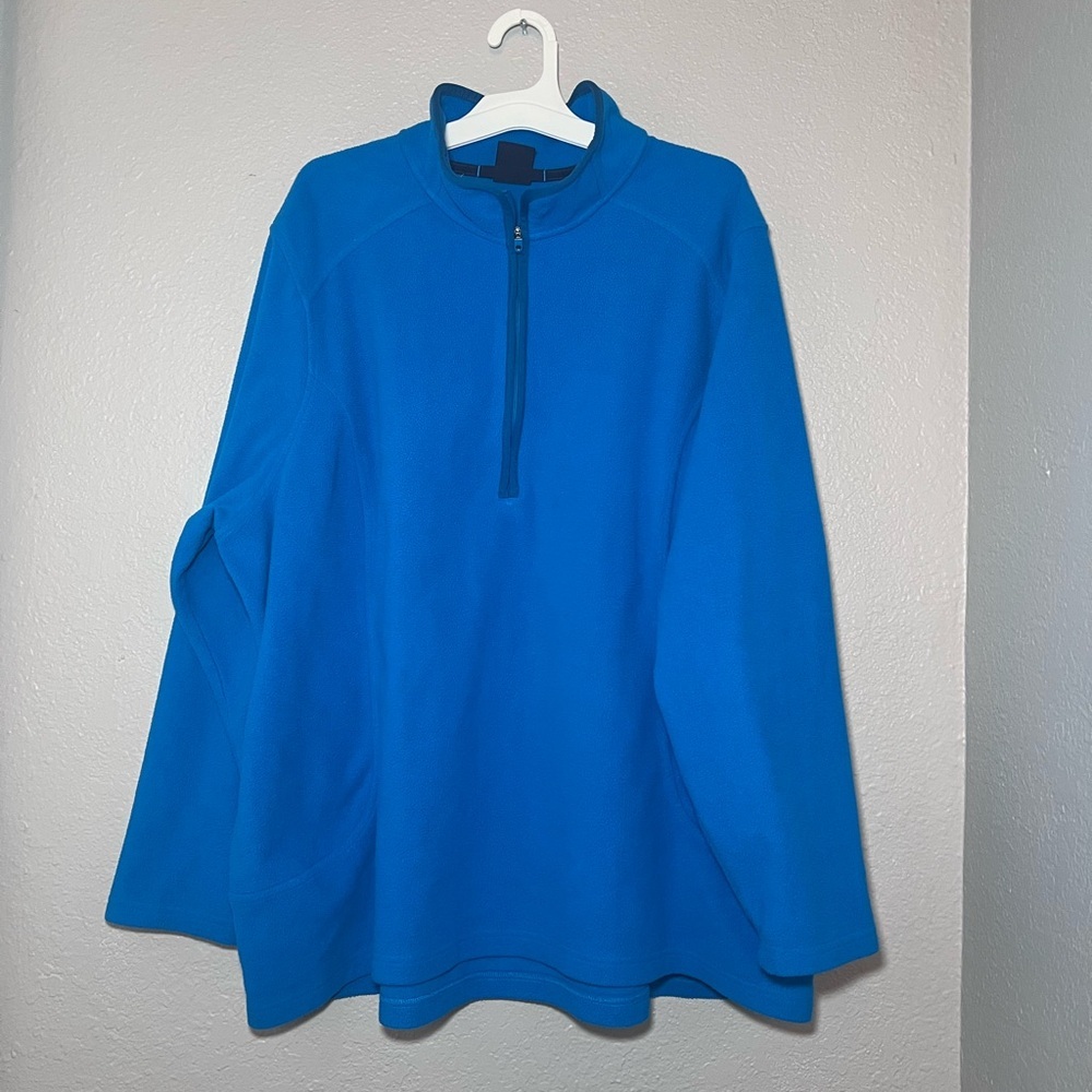 Lands' End Blue Fleece Pull Over 1/4 Zip Sweater